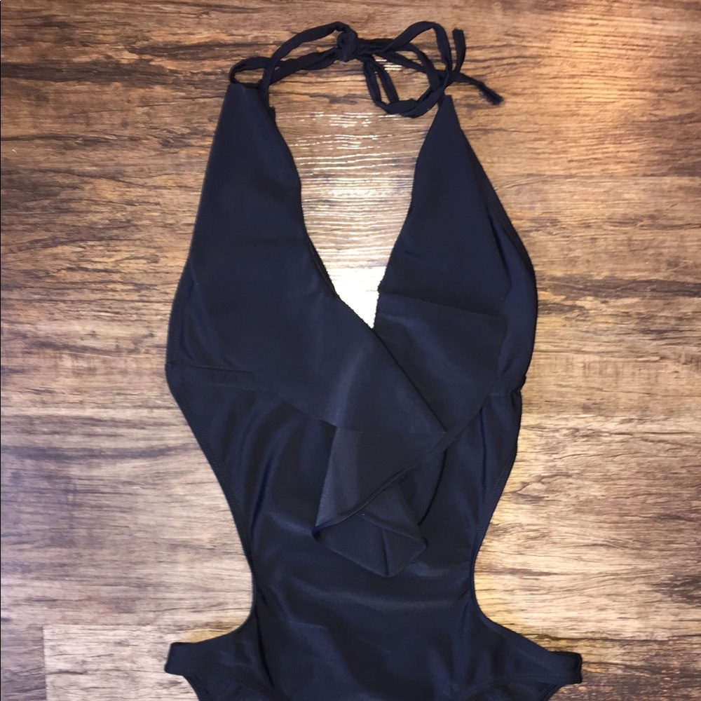 Adjustable Black One Piece Cut Out Swimsuit - Picture 2 of 3